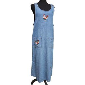 Vintage Mandal Bay Full Length Denim, Embroidered Roasters Casual Dress, Size L